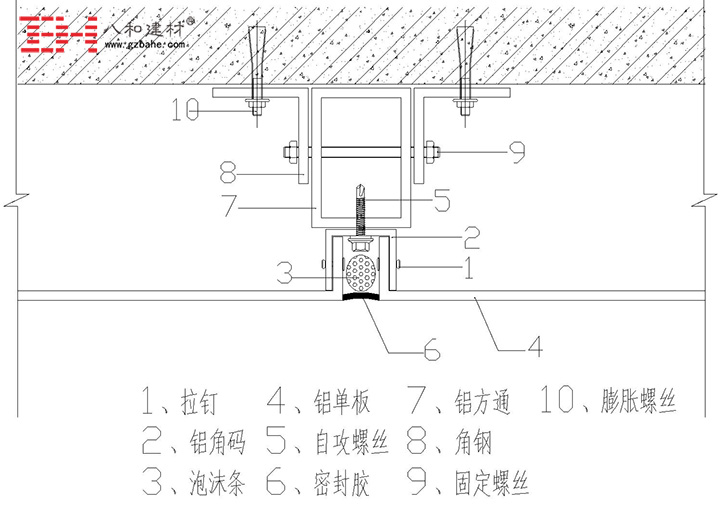 鋁單板留縫安裝節(jié)點2