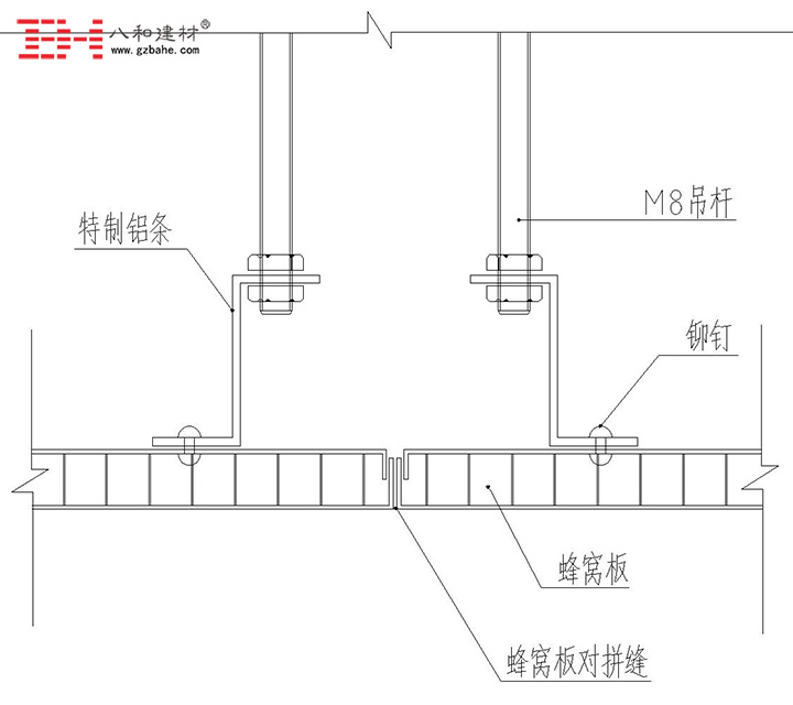 鋁蜂窩板吊頂天花安裝節(jié)點方案一